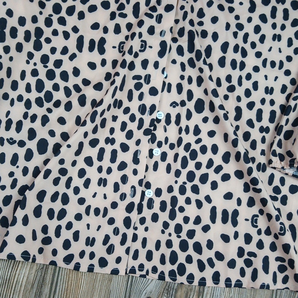 Silky Pattern Print Button Down Front Blouse Top - image 6